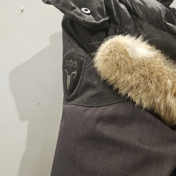 Nobis Cartel Men's Gray Bomber Jacket With Detachable Real Fur Hood - Picture 4 of 4